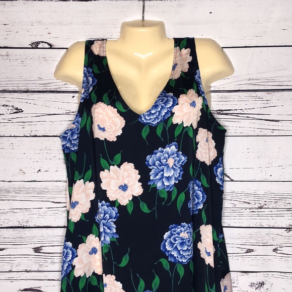 Ann Taylor Factory Size L Floral Print V-Neckline Tank Top Blouse - Picture 2 of 6